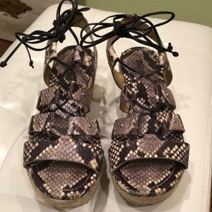 Michael Kors snakeskin espadrille platform sandals